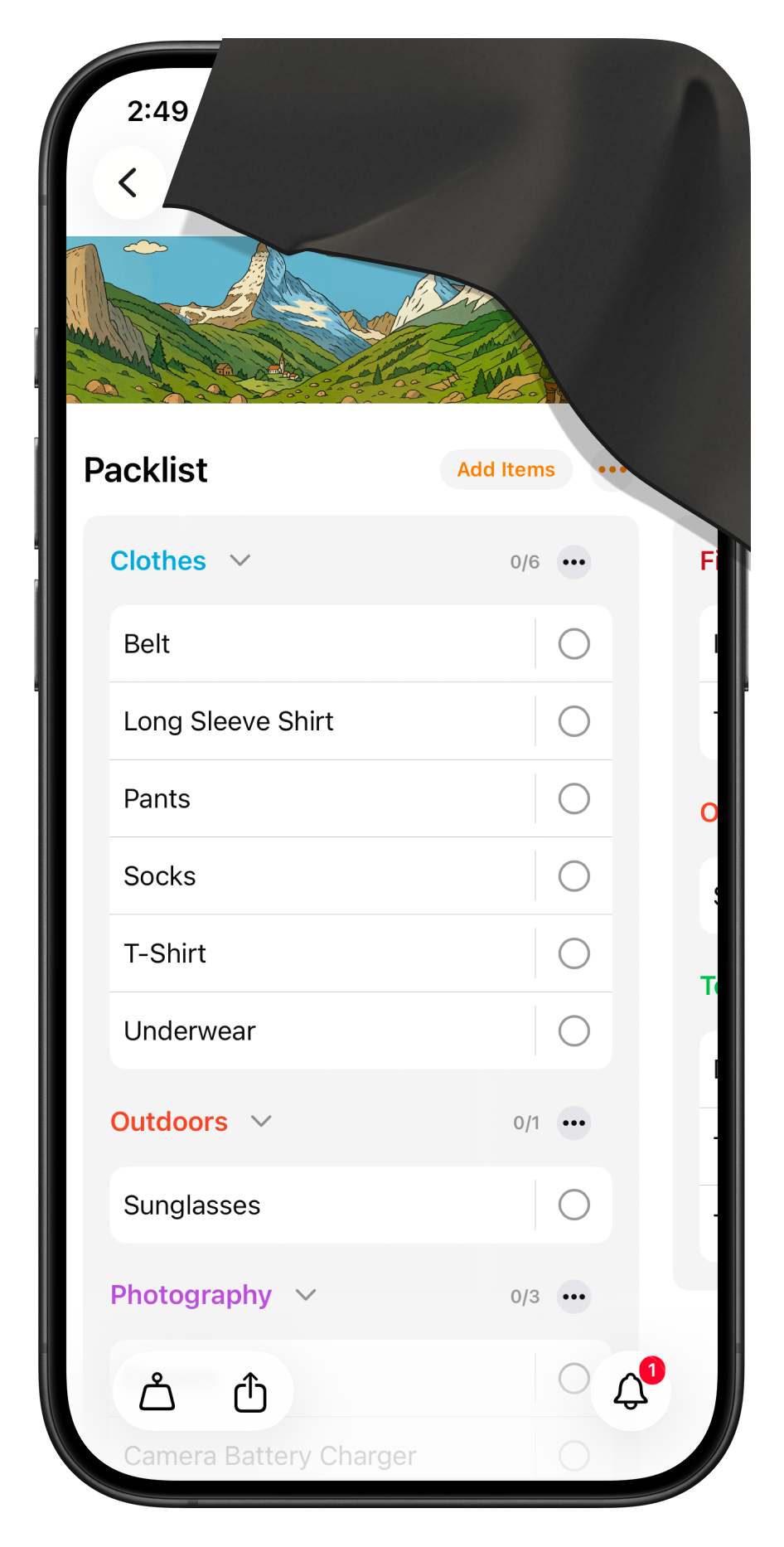 Packaroo app preview on device
